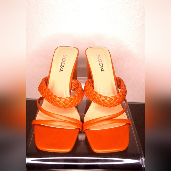 Veda Women's Orange Braided Heeled Sandals - Picture 7 of 13
